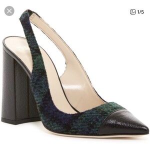 Frances Valentine Green & Black Sandy Slingback Pumps